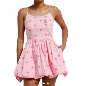 Hot Topic Strawberry Shortcake Cami Bubble Dress Sweet Cute Kawaii Tea Party XS